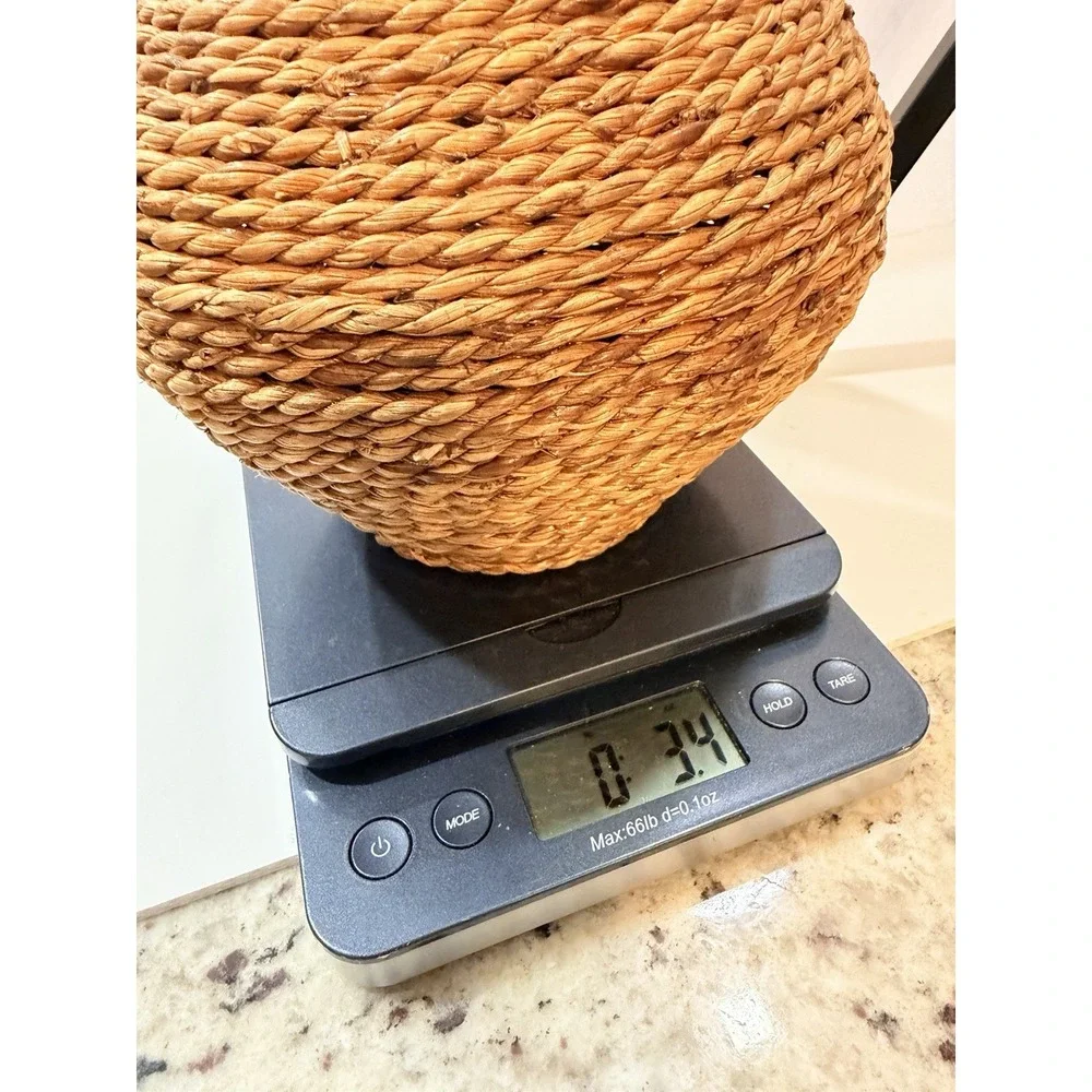 American Rope & Reed Handwoven Basket - Vase Mid-Century Modern - 12
